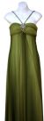 Ruched Ombre Grecian Style Formal Bridesmaid Dress in Olive Green color